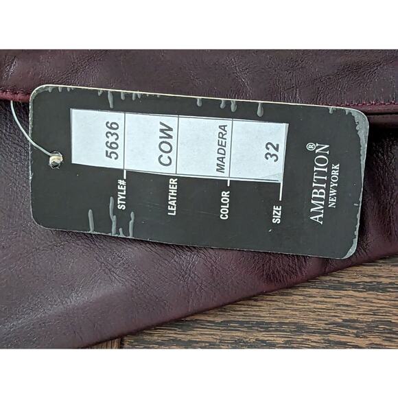 Vintage Deadstock Ambitions Women's Size 32 Cow Leather Sleek Dark Plum 90s - Picture 5 of 5